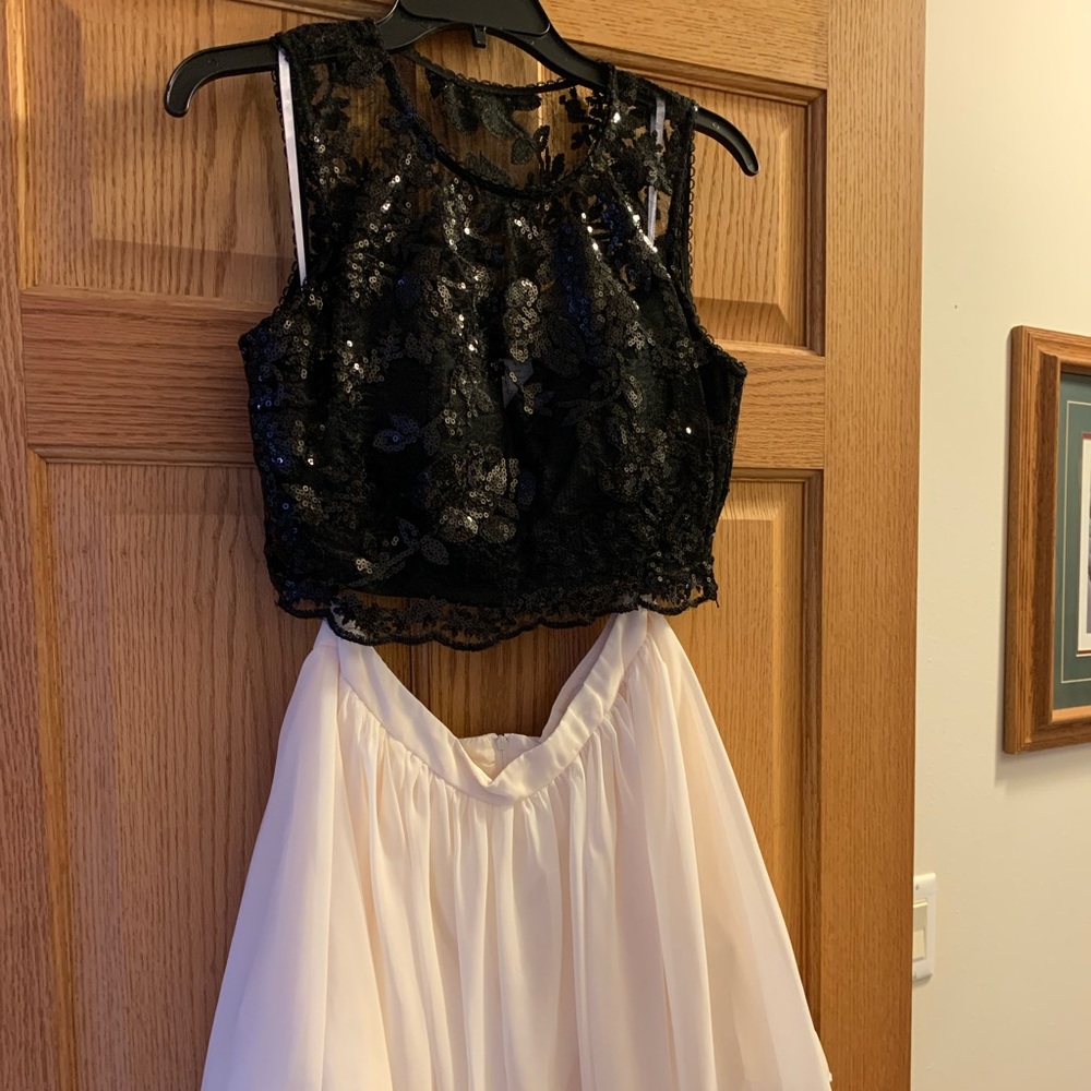 Two Piece Black and White Homecoming Dress